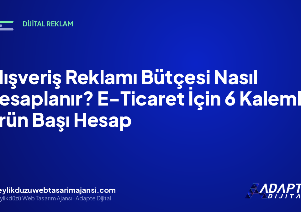 Alışveriş Reklamı Bütçesi Nasıl Hesaplanır? E-Ticaret İçin 6 Kalemli Ürün Başı Hesap