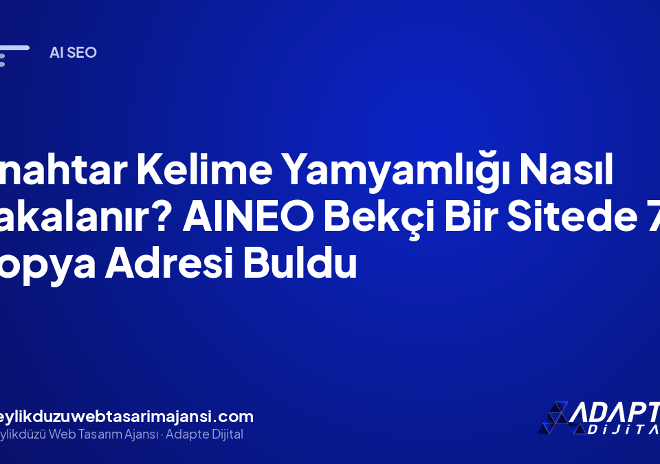 Anahtar Kelime Yamyamlığı Nasıl Yakalanır? AINEO Bekçi Bir Sitede 77 Kopya Adresi Buldu