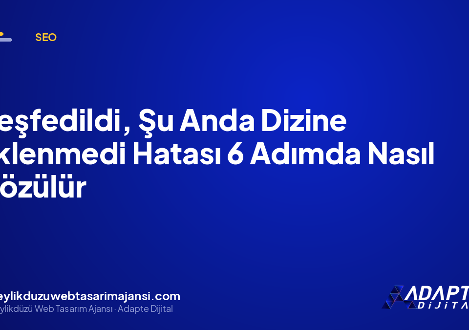 Keşfedildi, Şu Anda Dizine Eklenmedi Hatası 6 Adımda Nasıl Çözülür