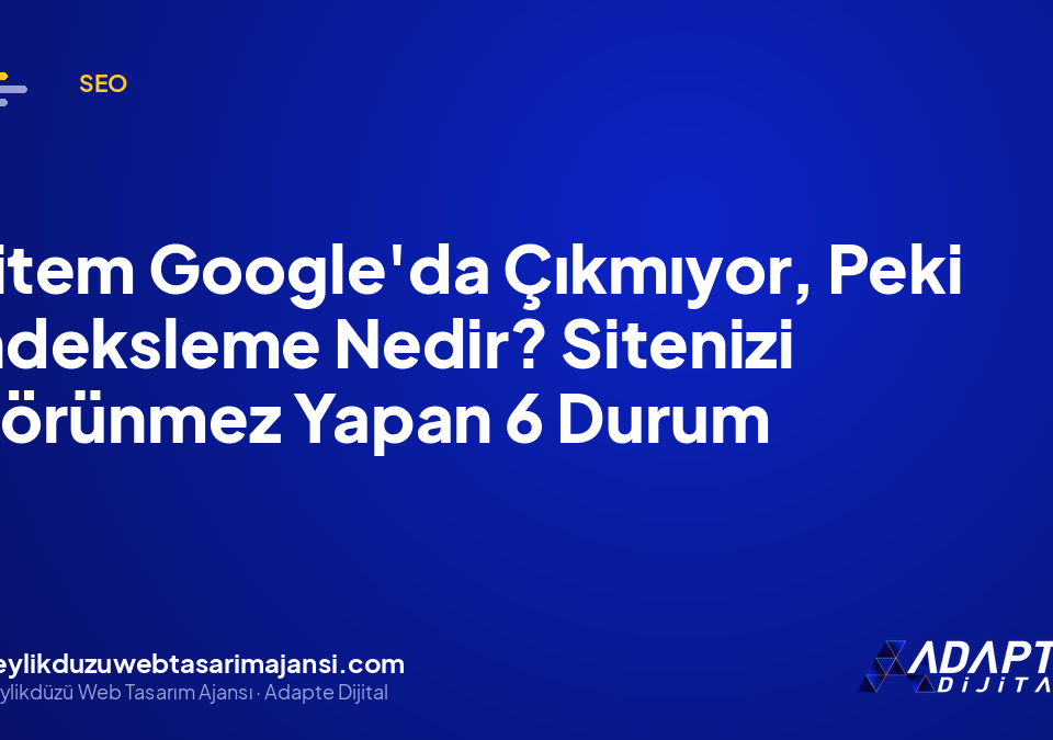 Sitem Google’da Çıkmıyor, Peki İndeksleme Nedir? Sitenizi Görünmez Yapan 6 Durum