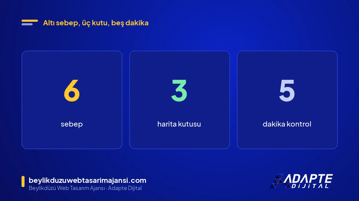 Google haritada işletme çıkmıyor: 6 sebep, 3 harita kutusu, 5 dakikalık kontrol
