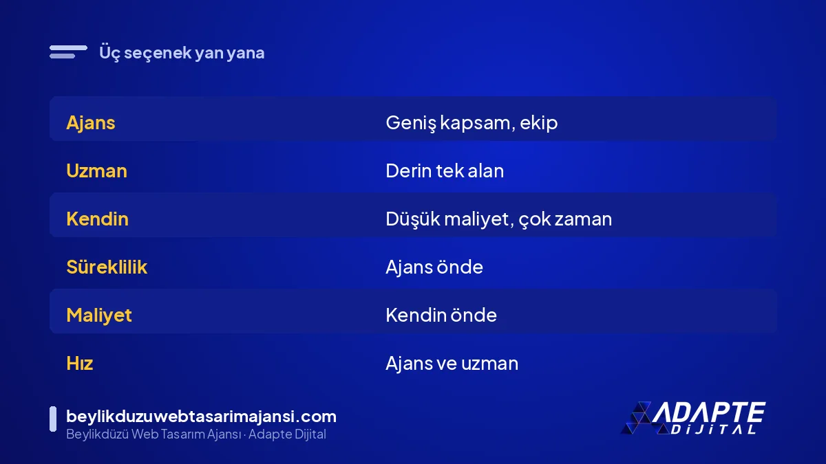 SEO ajansı, serbest SEO uzmanı ve kendin yapmanın karşılaştırması
